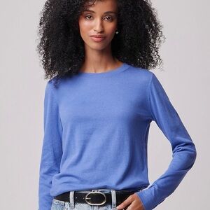 J CREW Cotton Crew Neck Teddie Sweater LARGE Bistro Blue NWT